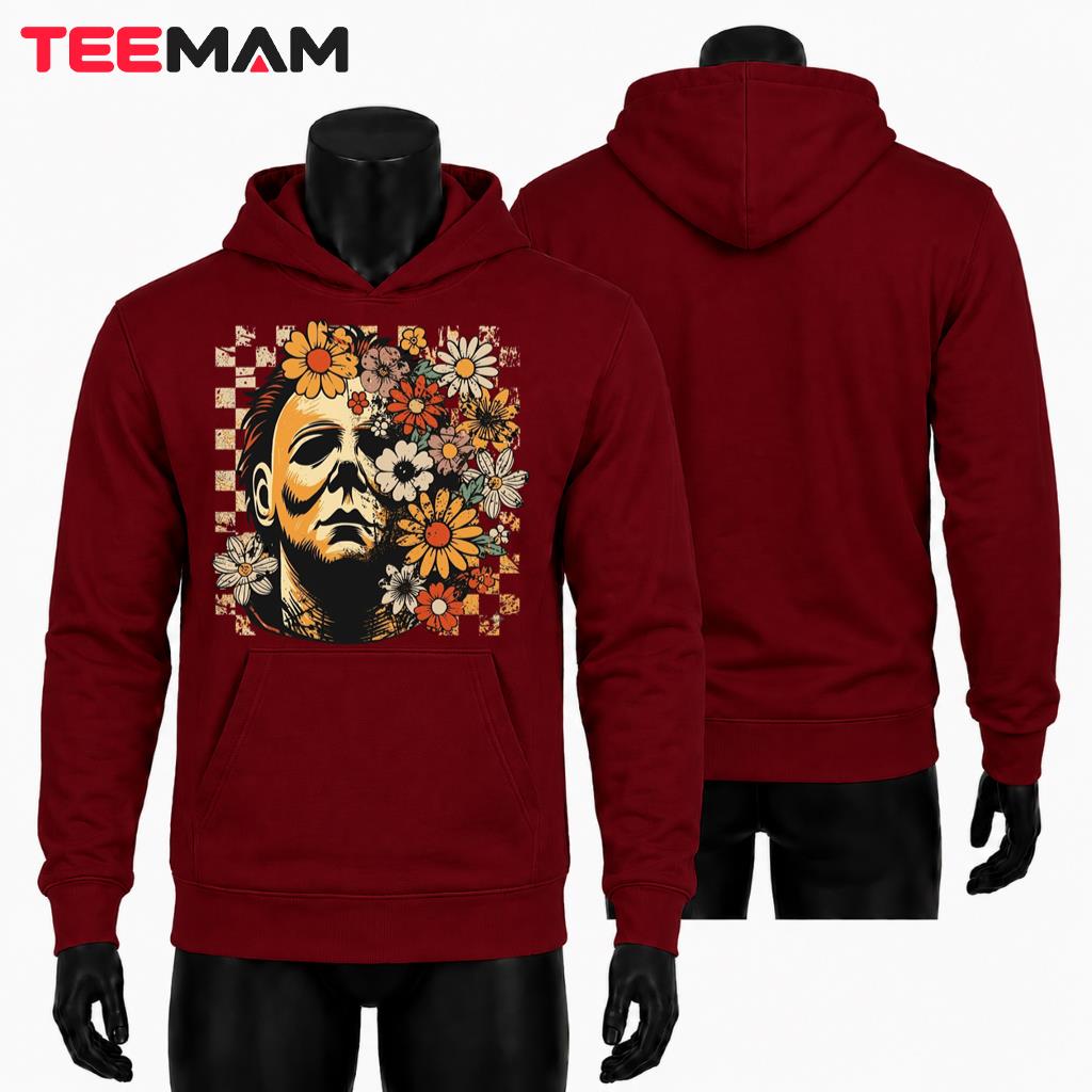 Michael Myers Halloween Hoodie Retro Floral Checkered Michael Myers Halloween Hoodie Retro Floral Checkered