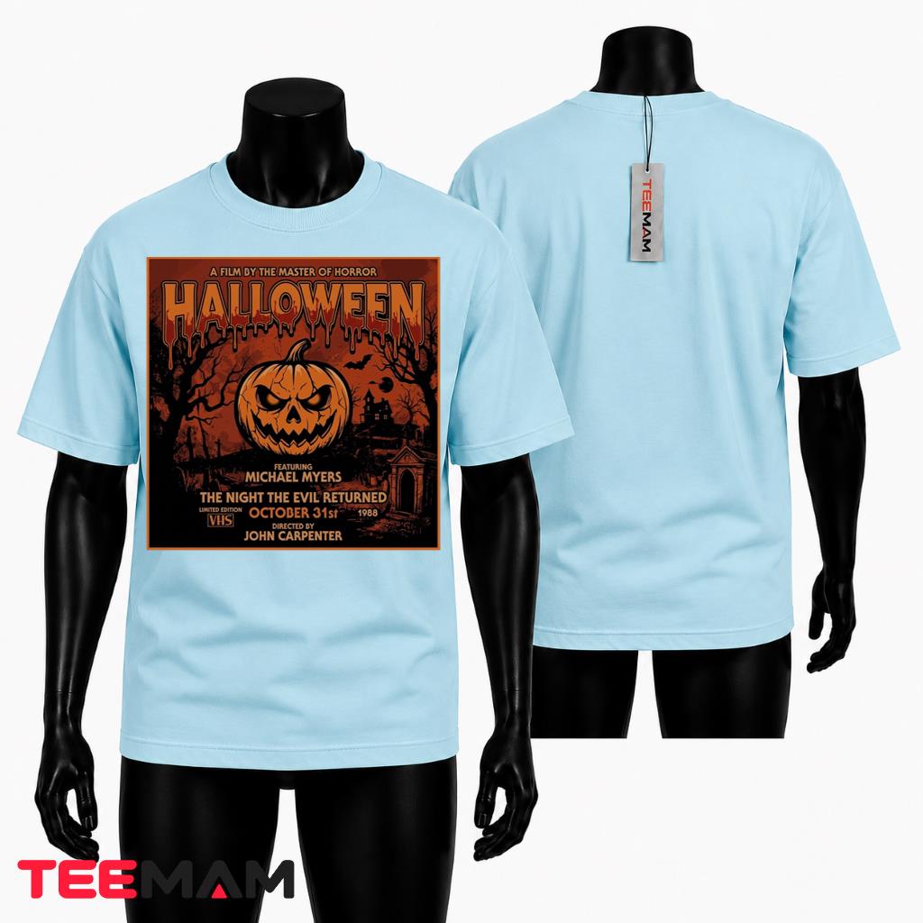 Michael Myers Halloween T-Shirt Vintage VHS Movie Poster Pumpkin