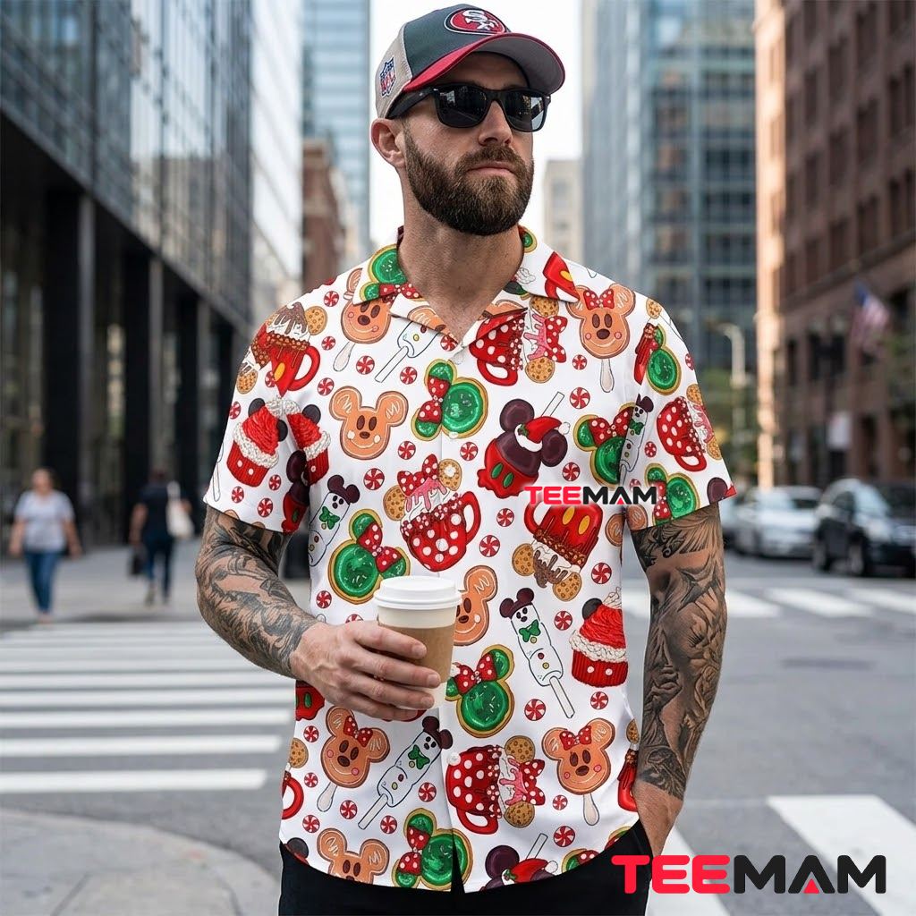 Mickey Mouse Hawaiian Shirt Christmas Cookies Cocoa Print Back Mickey Mouse Hawaiian Shirt Christmas Cookies Cocoa Print Back