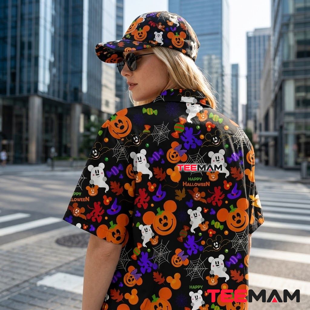 Mickey Mouse Hawaiian Shirt Halloween Pumpkin Ghost Print Version 3 Mickey Mouse Hawaiian Shirt Halloween Pumpkin Ghost Print Version 3