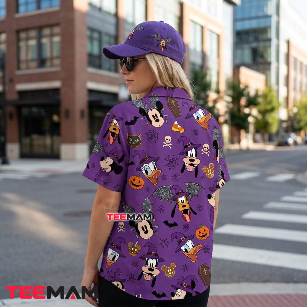 Mickey Mouse Hawaiian Shirt Halloween Purple Friends Print Version 3 Mickey Mouse Hawaiian Shirt Halloween Purple Friends Print Version 3