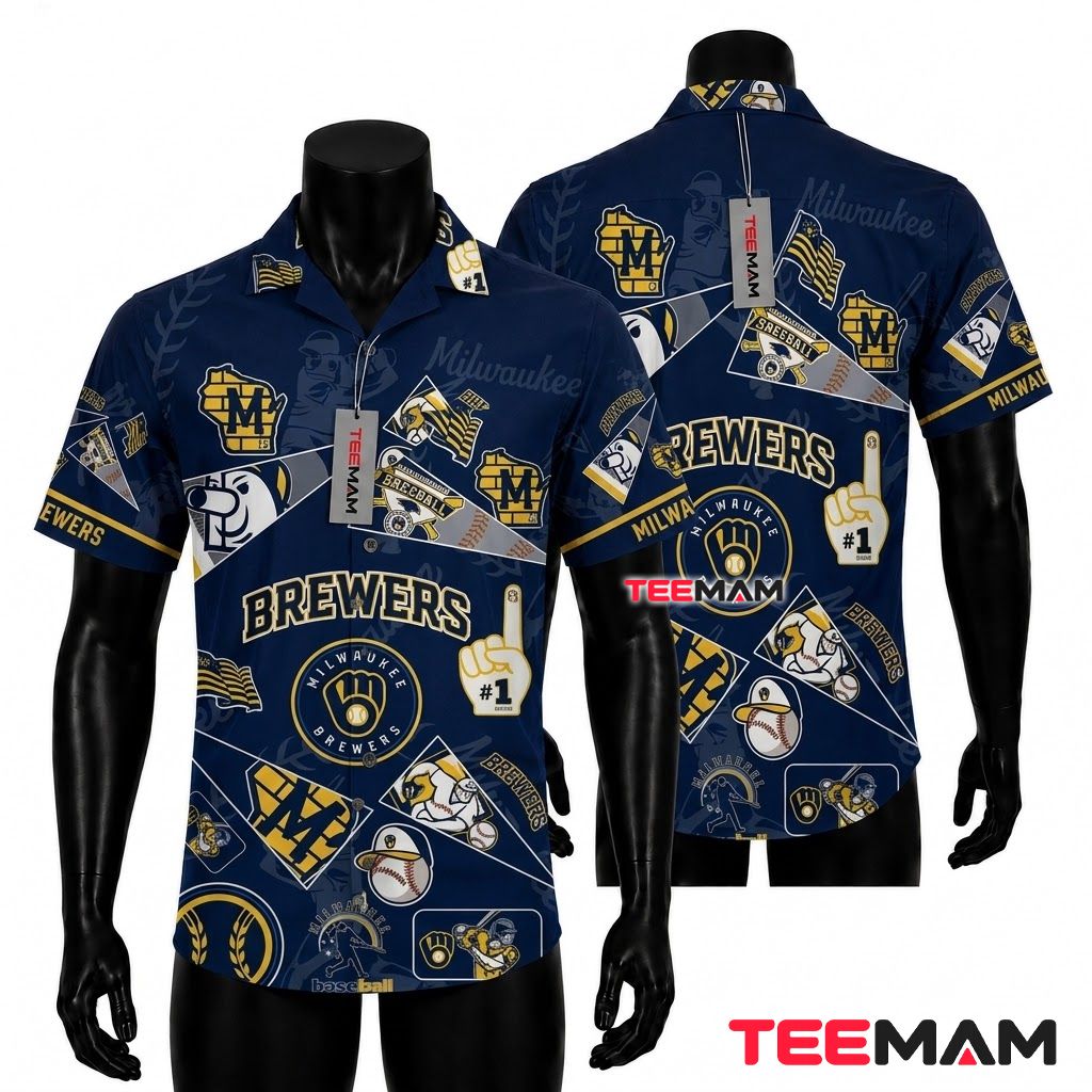 Milwaukee Brewers Hawaiian Shirt Fan Pennant Front
