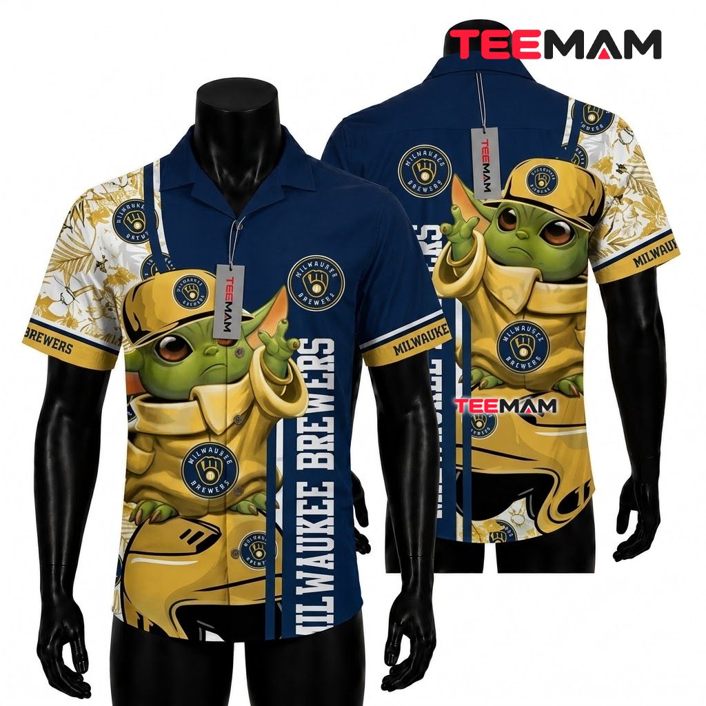 Milwaukee Brewers Hawaiian Shirt Grogu Baby Yoda Front
