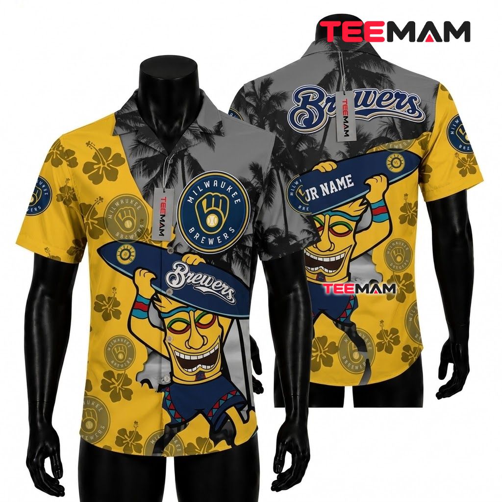Milwaukee Brewers Hawaiian Shirt Mascot Custom Name Front