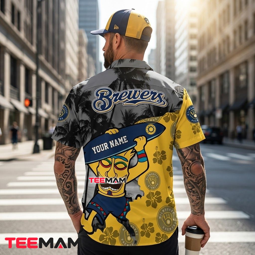 Milwaukee Brewers Hawaiian Shirt Mascot Custom Name Version 3 Milwaukee Brewers Hawaiian Shirt Mascot Custom Name Version 3