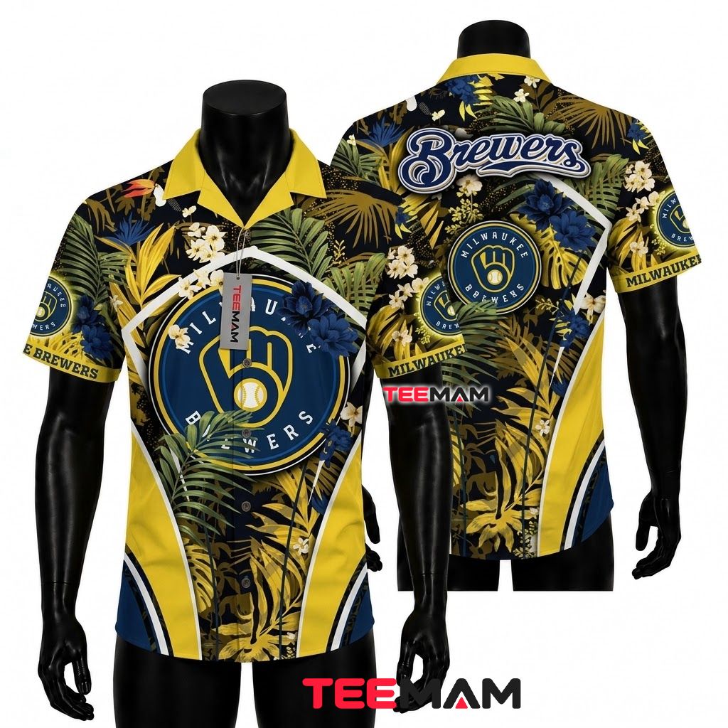 Milwaukee Brewers Tropical Shirt Dark Jungle Front