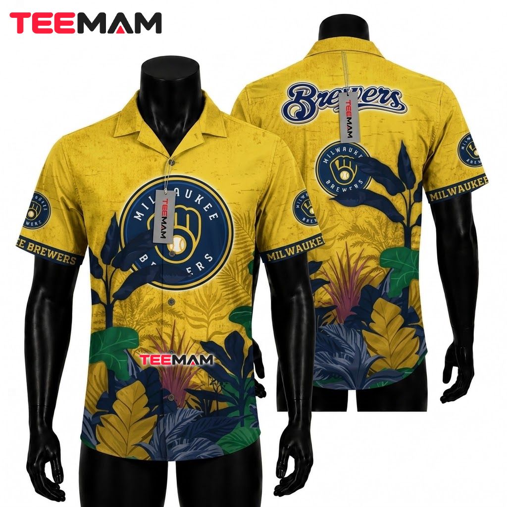 Milwaukee Brewers Tropical Shirt Sunflower Split Milwaukee Brewers Tropical Shirt Sunflower Split