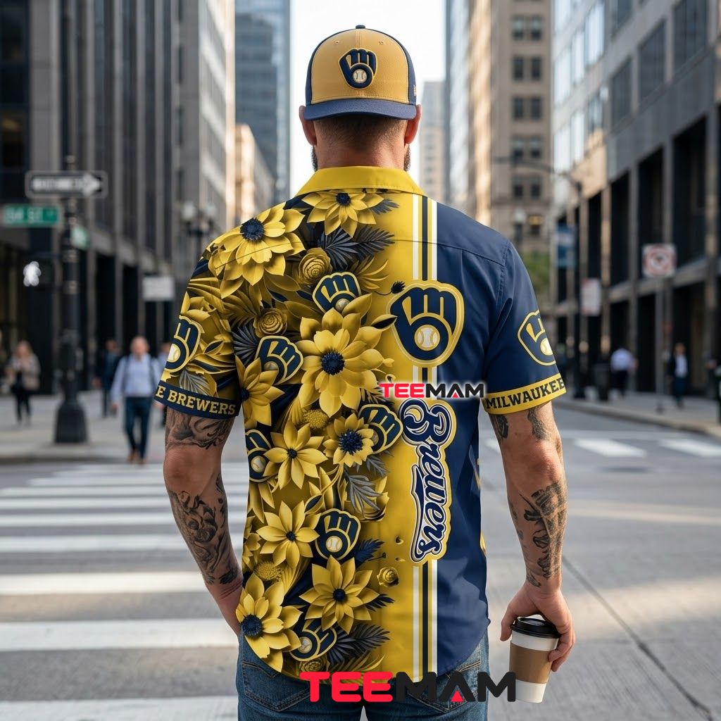 Milwaukee Brewers Tropical Shirt Sunflower Split Version 3 Milwaukee Brewers Tropical Shirt Sunflower Split Version 3
