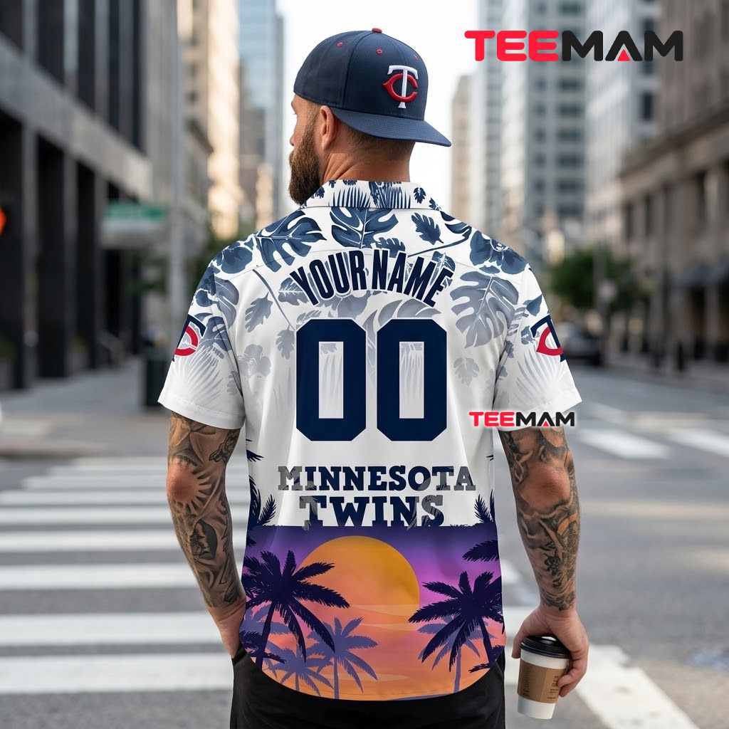 Minnesota Twins Button Up Shirt Custom Sunset Beach Version 3 Minnesota Twins Button Up Shirt Custom Sunset Beach Version 3