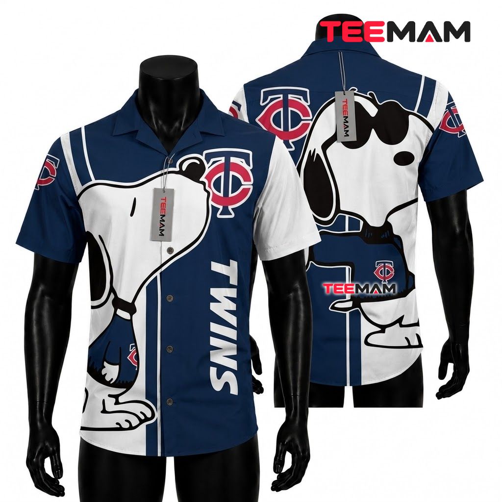 Minnesota Twins Button Up Shirt Snoopy Sunglasses Front
