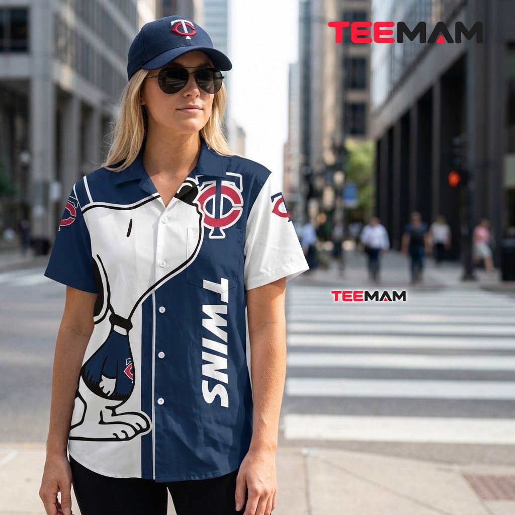 Minnesota Twins Button Up Shirt Snoopy Sunglasses Back Minnesota Twins Button Up Shirt Snoopy Sunglasses Back
