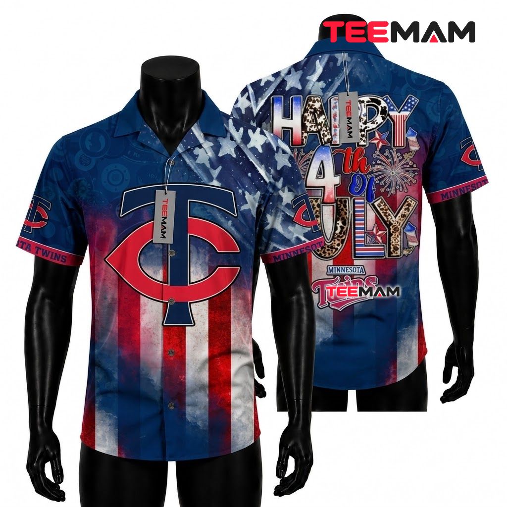Minnesota Twins Hawaiian Shirt 4th Of July Beach Front