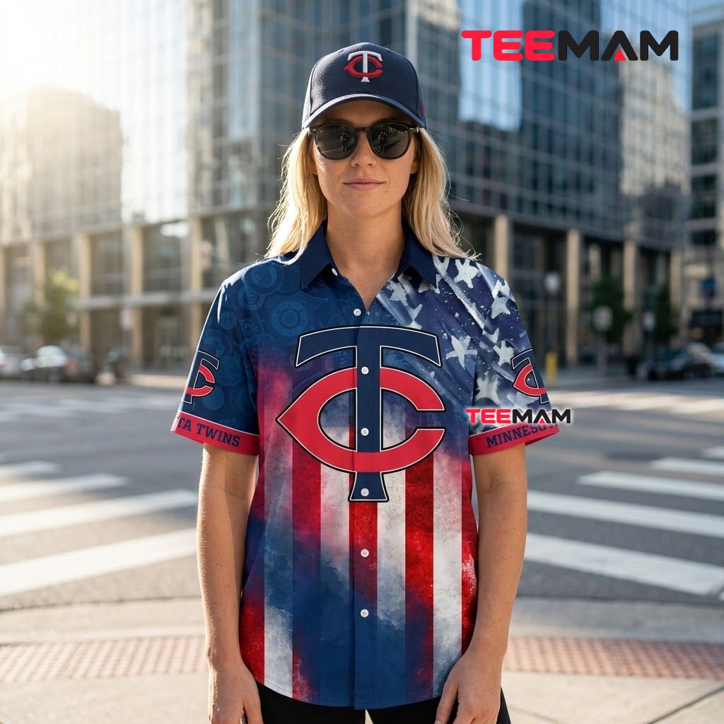 Minnesota Twins Hawaiian Shirt 4th Of July Beach Back Minnesota Twins Hawaiian Shirt 4th Of July Beach Back