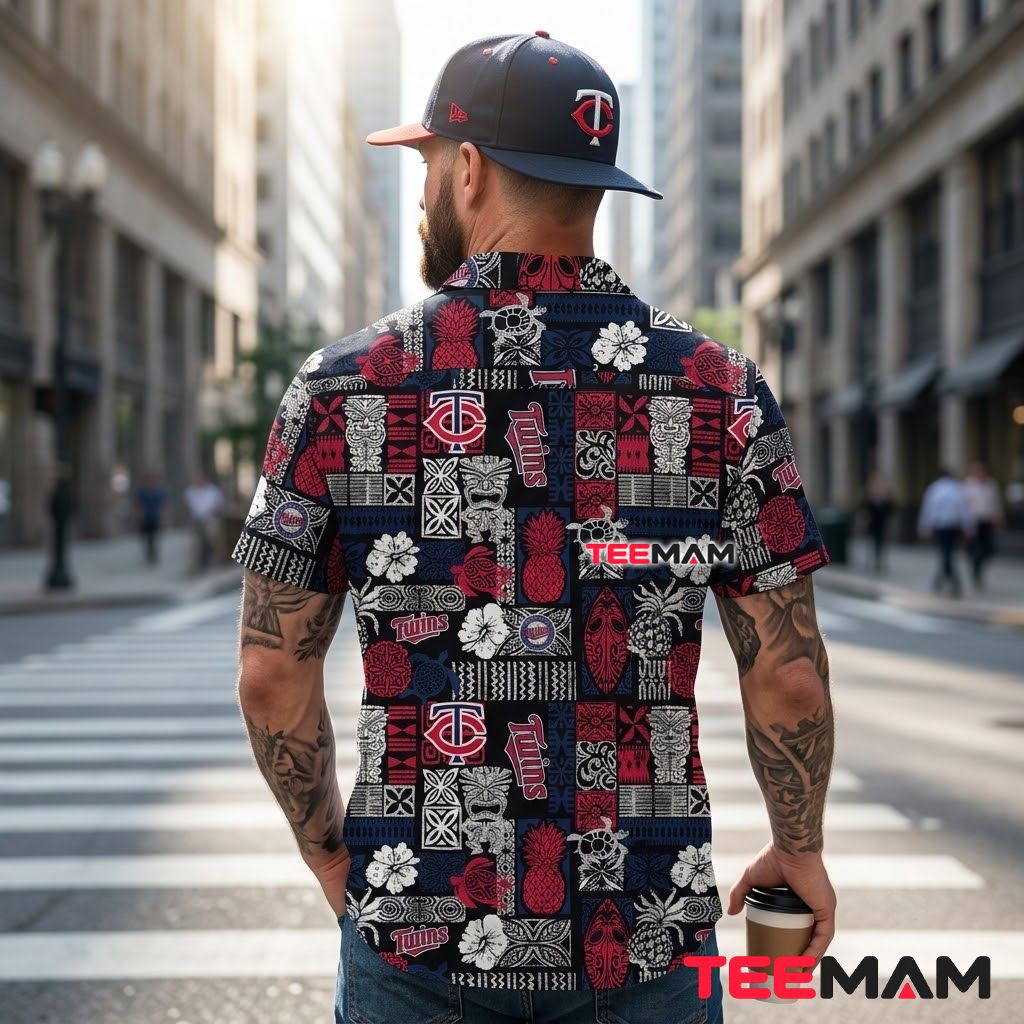 Minnesota Twins Hawaiian Shirt Dark Tiki Pineapple Version 3 Minnesota Twins Hawaiian Shirt Dark Tiki Pineapple Version 3
