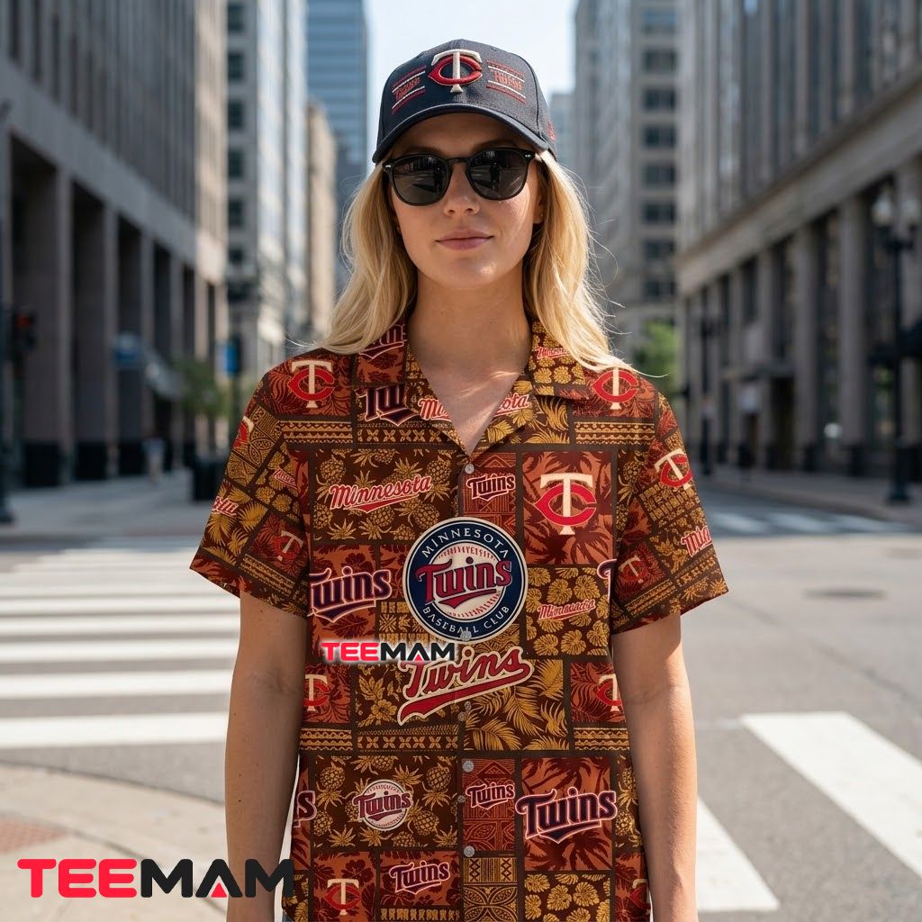 Minnesota Twins Hawaiian Shirt Earthy Patchwork Back Minnesota Twins Hawaiian Shirt Earthy Patchwork Back