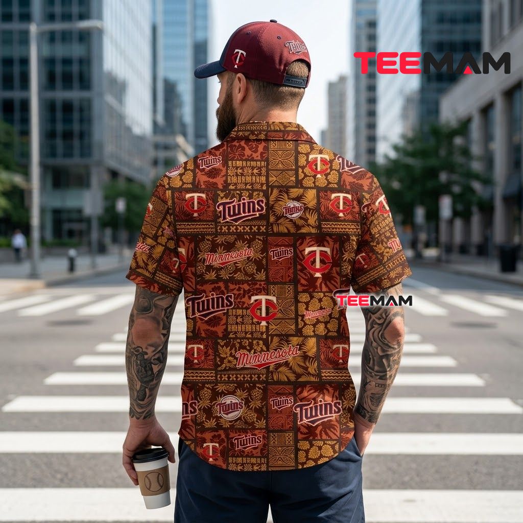 Minnesota Twins Hawaiian Shirt Earthy Patchwork Version 3 Minnesota Twins Hawaiian Shirt Earthy Patchwork Version 3