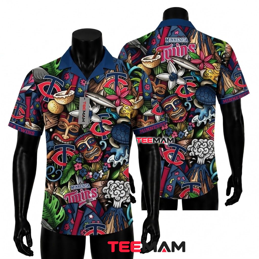 Minnesota Twins Hawaiian Shirt Jungle Tiki Front