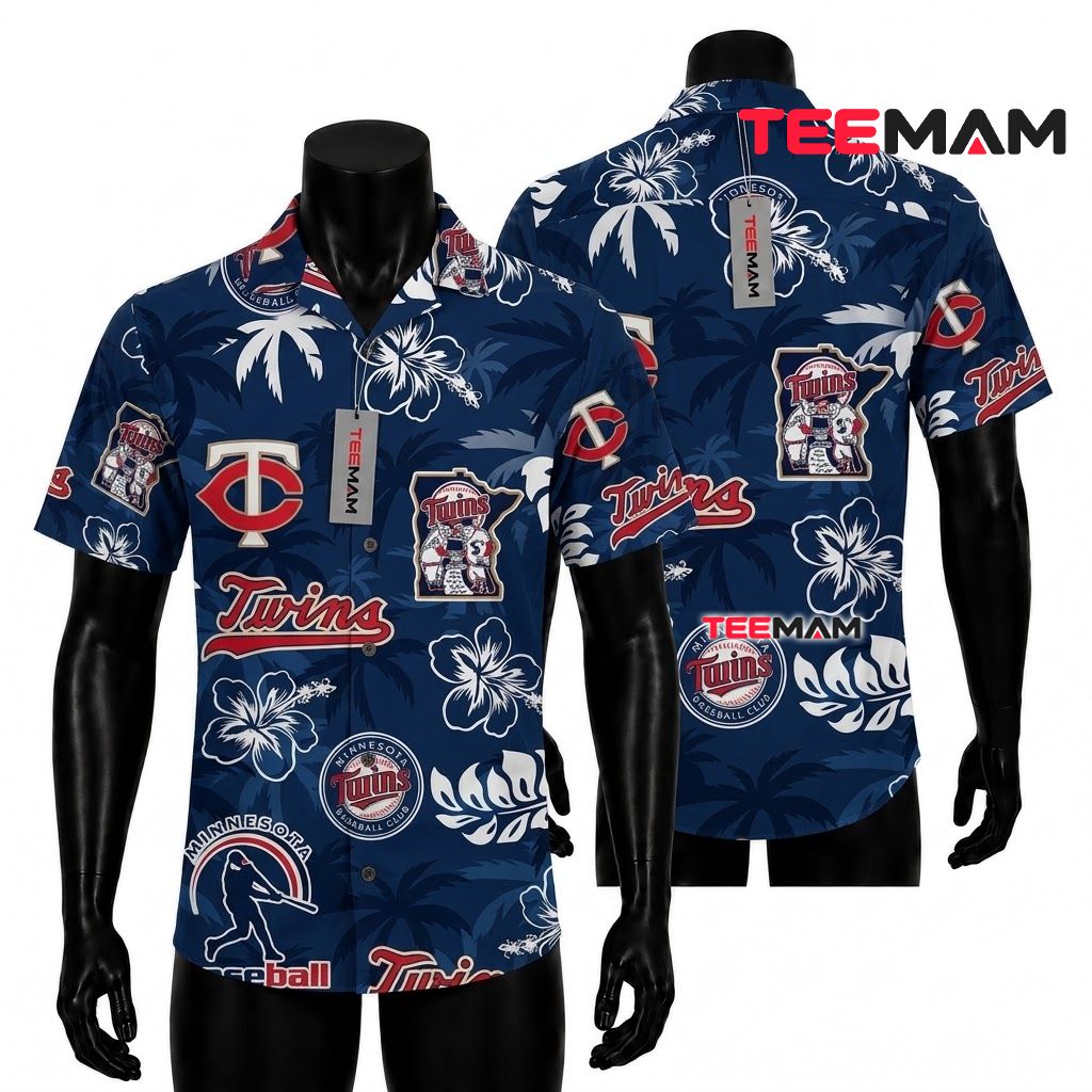 Minnesota Twins Hawaiian Shirt Multi Logo Front