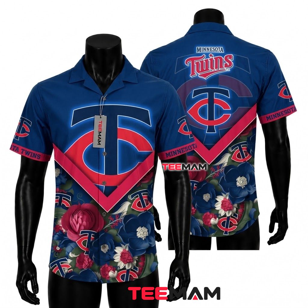 Minnesota Twins Hawaiian Shirt Paper Bloom Front