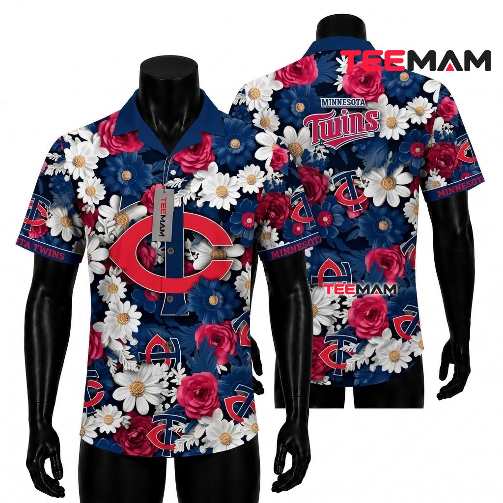 Minnesota Twins Hawaiian Shirt Red Tribal Patchwork Minnesota Twins Hawaiian Shirt Red Tribal Patchwork
