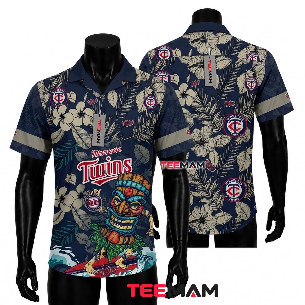 Minnesota Twins Hawaiian Shirt Tiki Surfing Front
