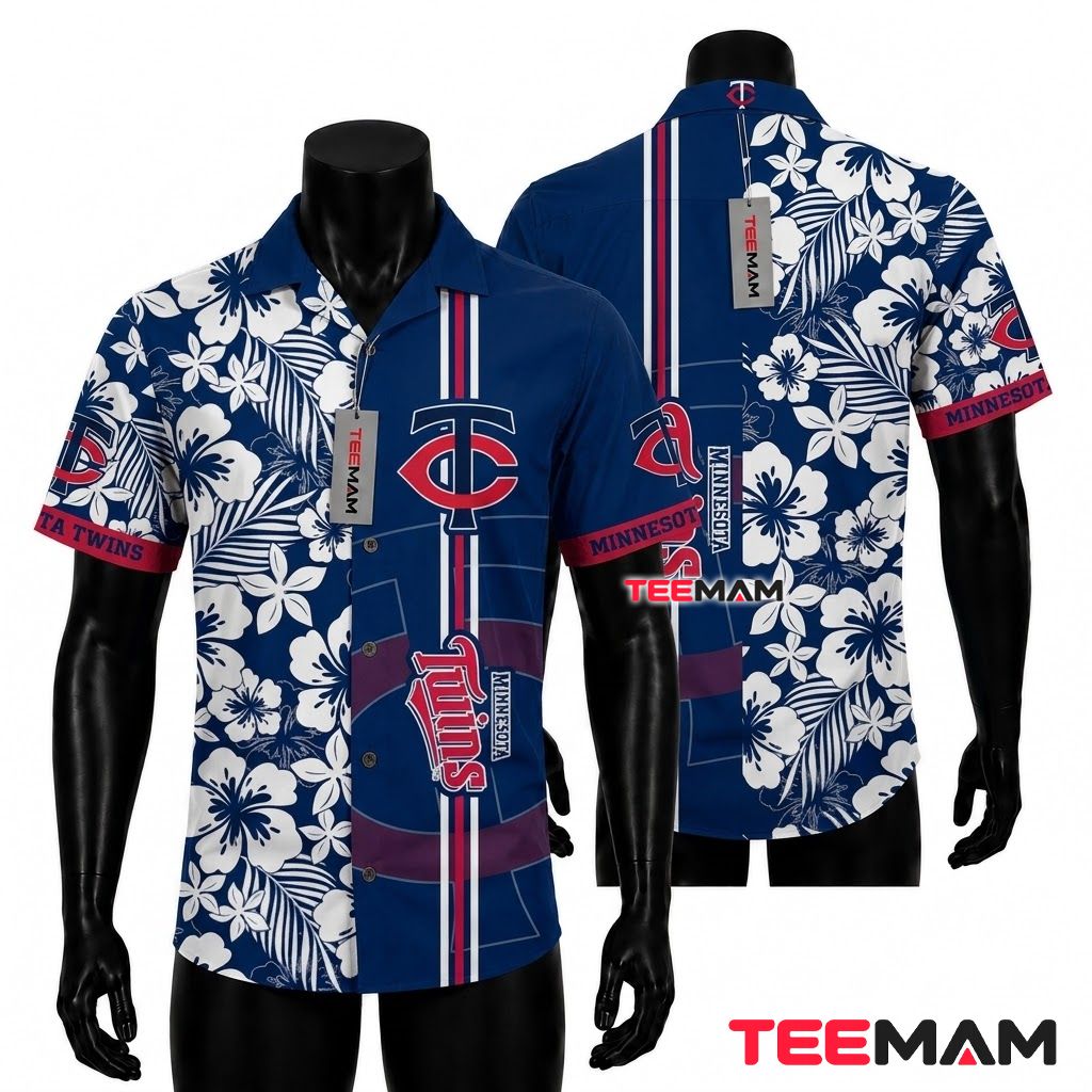 Minnesota Twins Hawaiian Shirt White Hibiscus Front