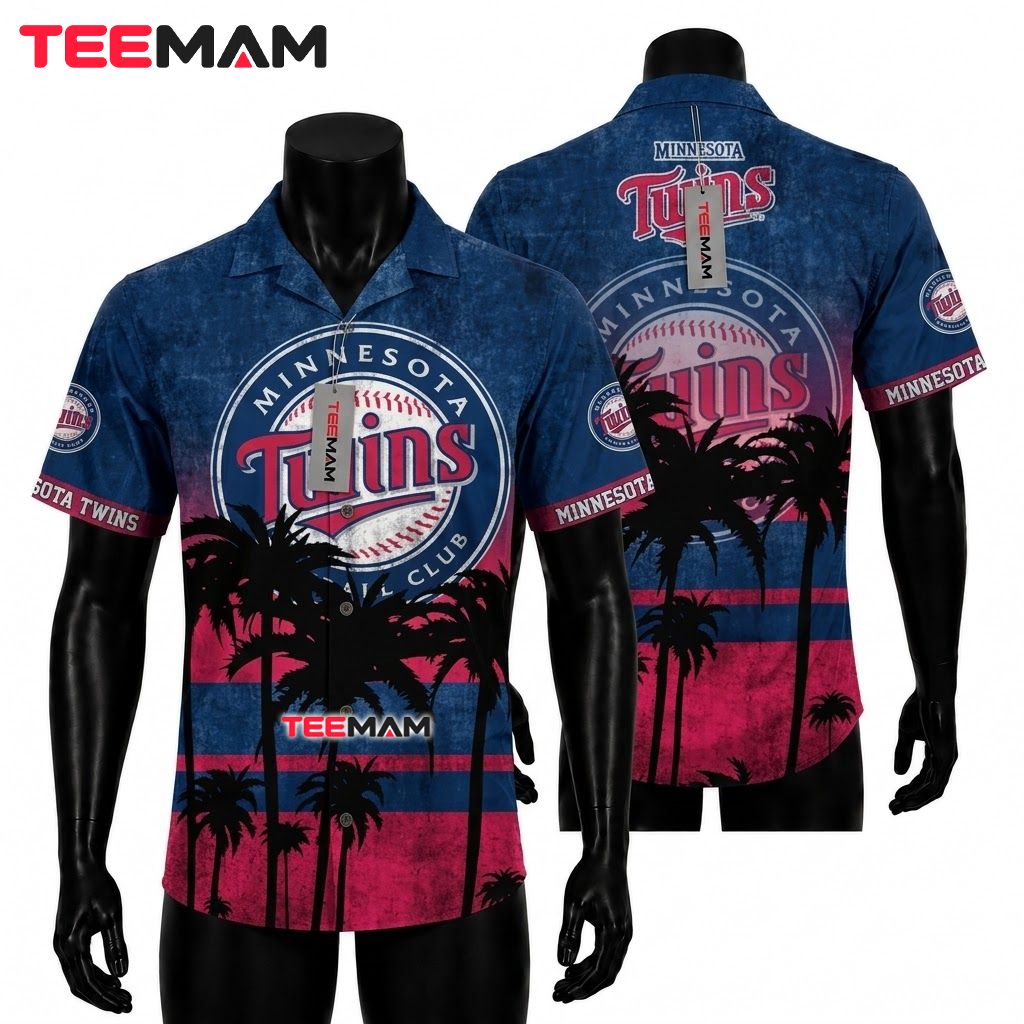 Minnesota Twins Tropical Shirt Palm Silhouette Front