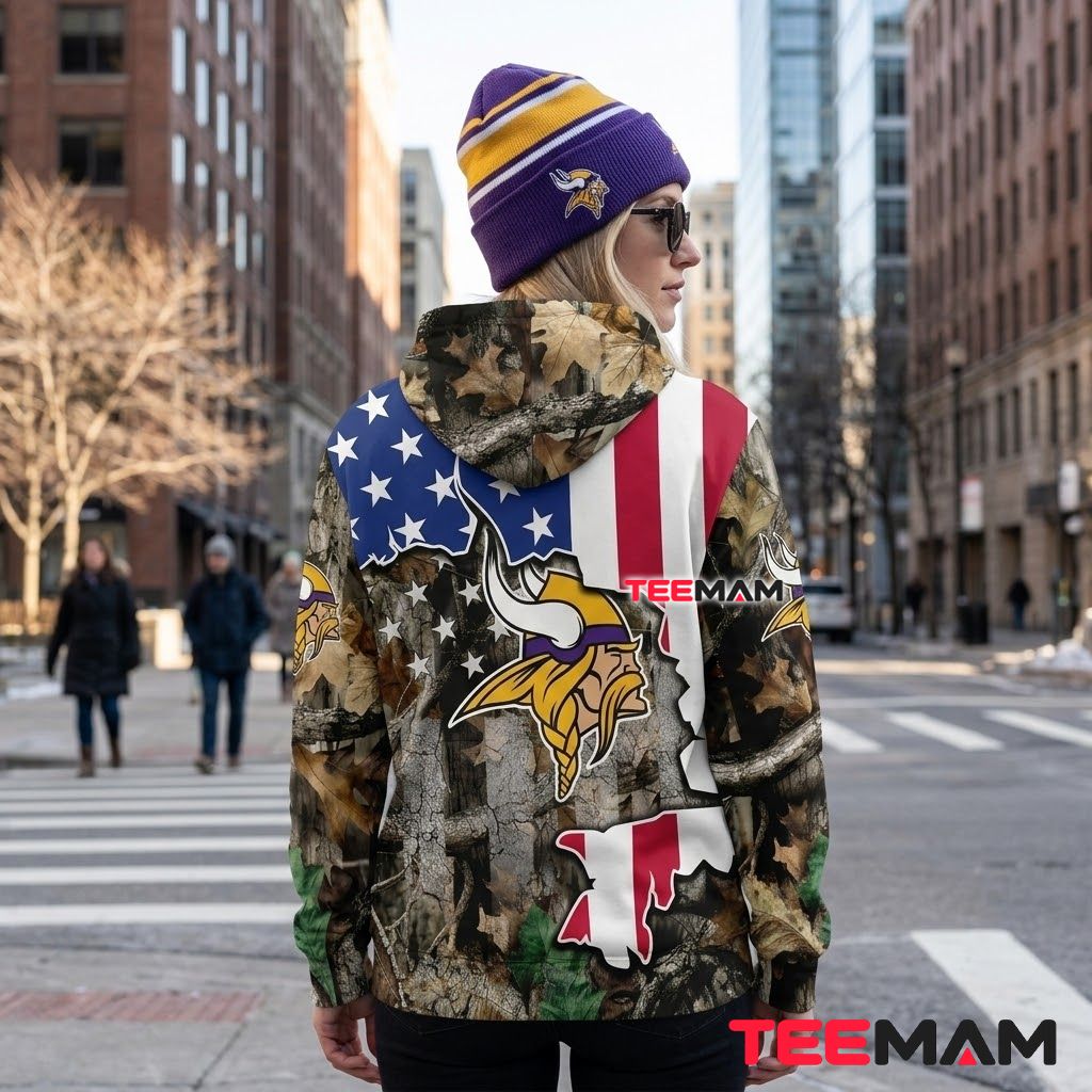 Minnesota Vikings 3D Hoodie Camo Patriotic Flag Version 3 Minnesota Vikings 3D Hoodie Camo Patriotic Flag Version 3