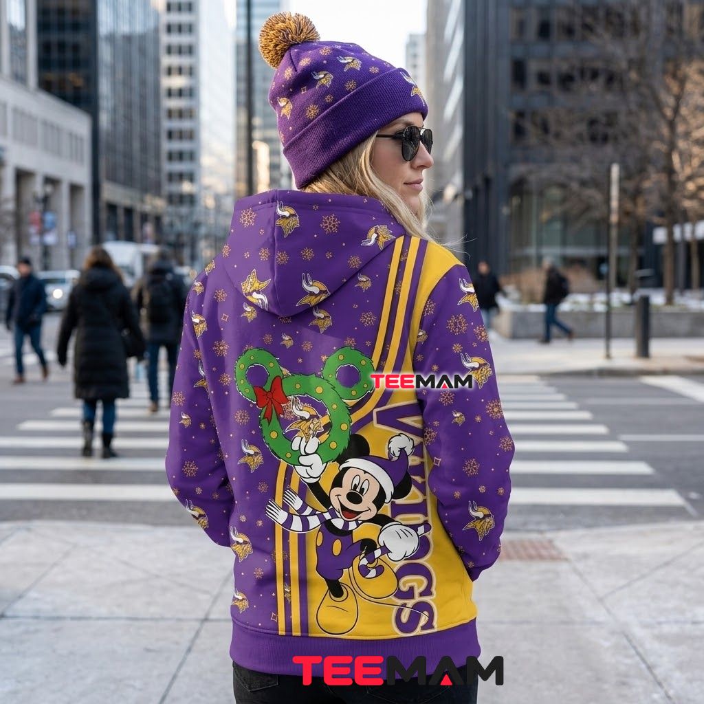 Minnesota Vikings 3D Hoodie Mickey Mouse Christmas Wreath Version 3 Minnesota Vikings 3D Hoodie Mickey Mouse Christmas Wreath Version 3