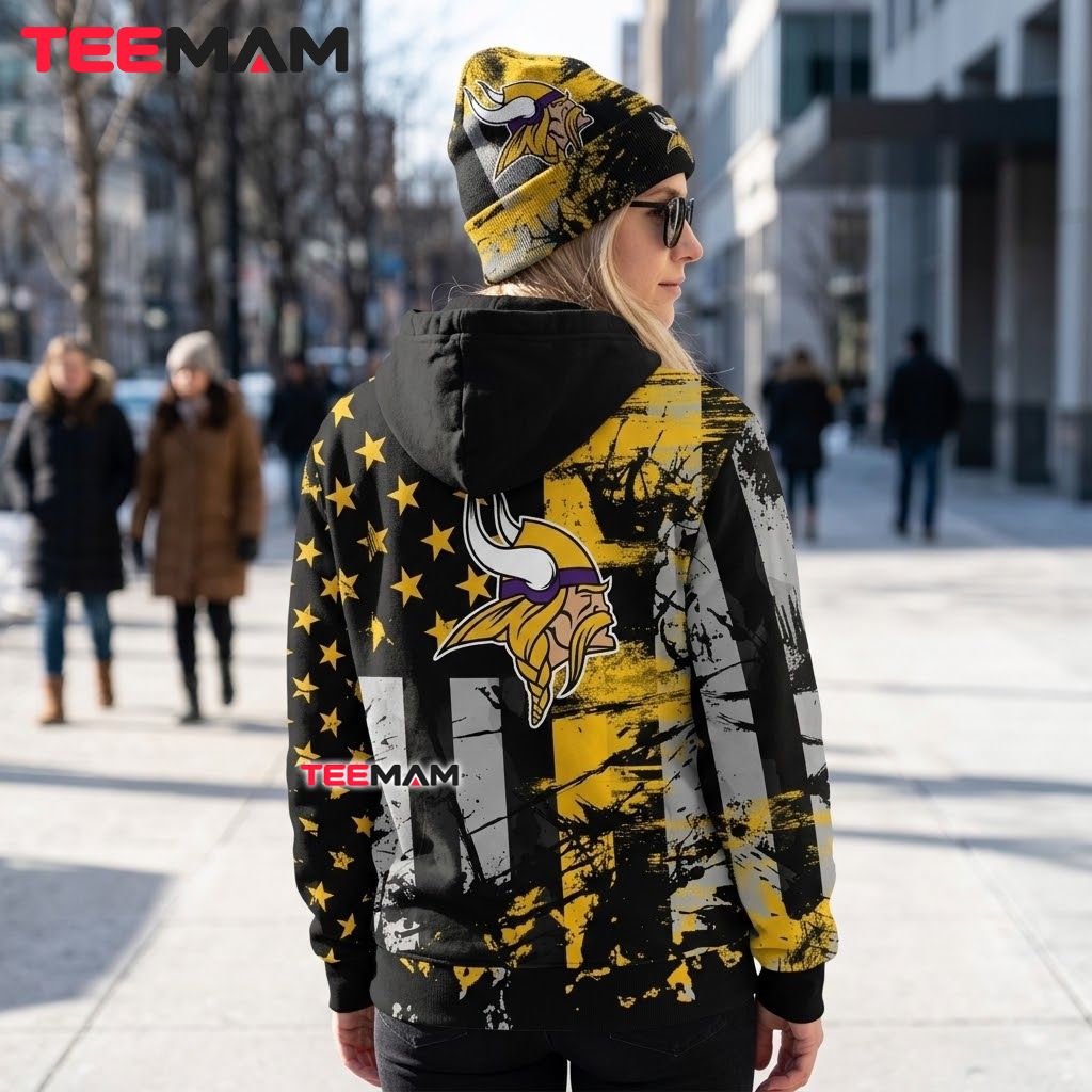 Minnesota Vikings 3D Hoodie Stars Stripes Grunge Flag Version 3 Minnesota Vikings 3D Hoodie Stars Stripes Grunge Flag Version 3