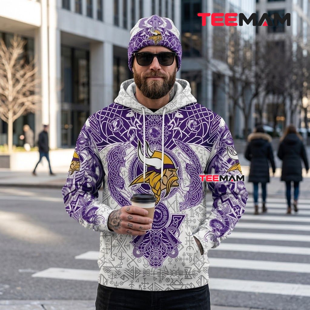 Minnesota Vikings 3D Hoodie Viking Norse Wolf Symbol Back Minnesota Vikings 3D Hoodie Viking Norse Wolf Symbol Back