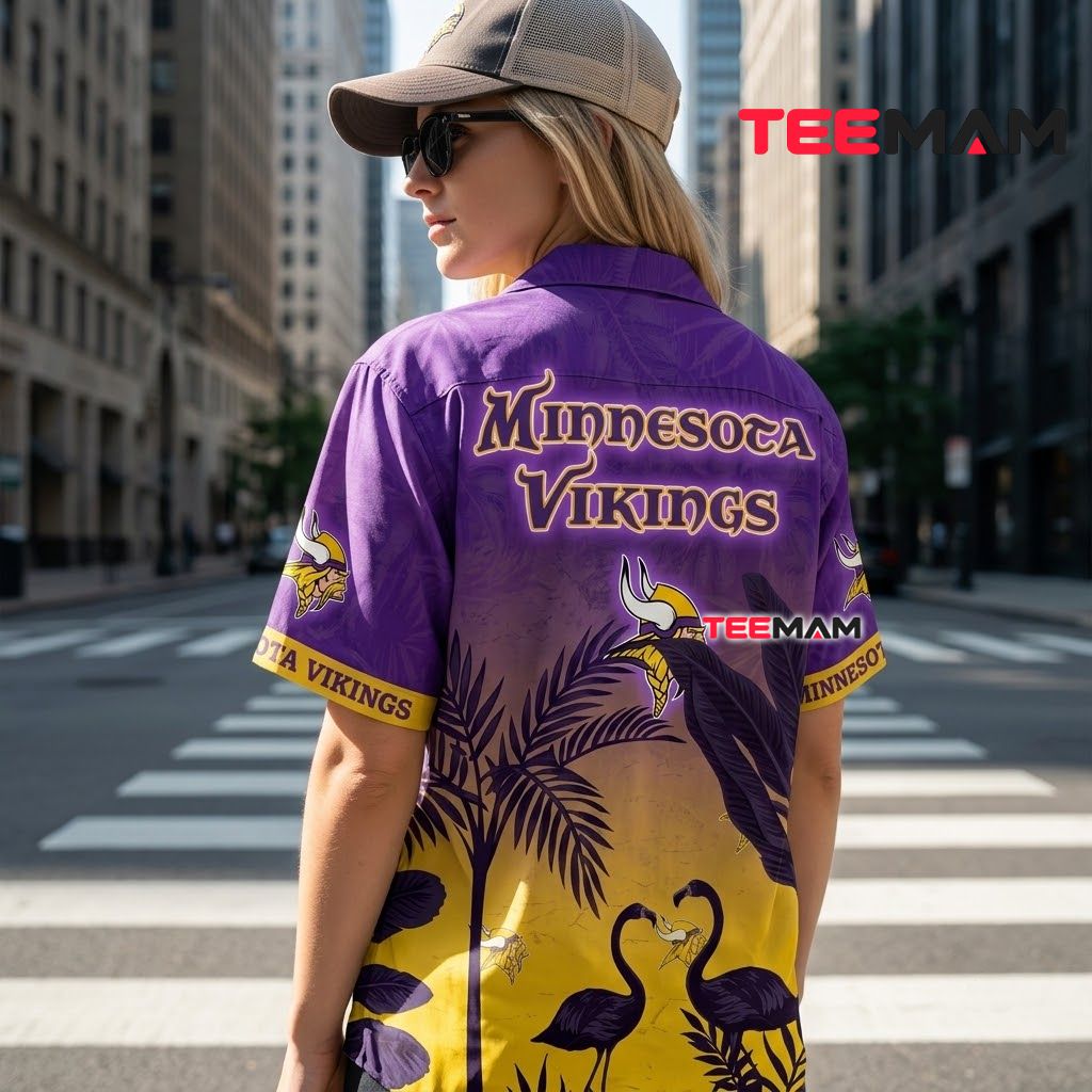 Minnesota Vikings Aloha Shirt Flamingo Sunset Version 3 Minnesota Vikings Aloha Shirt Flamingo Sunset Version 3