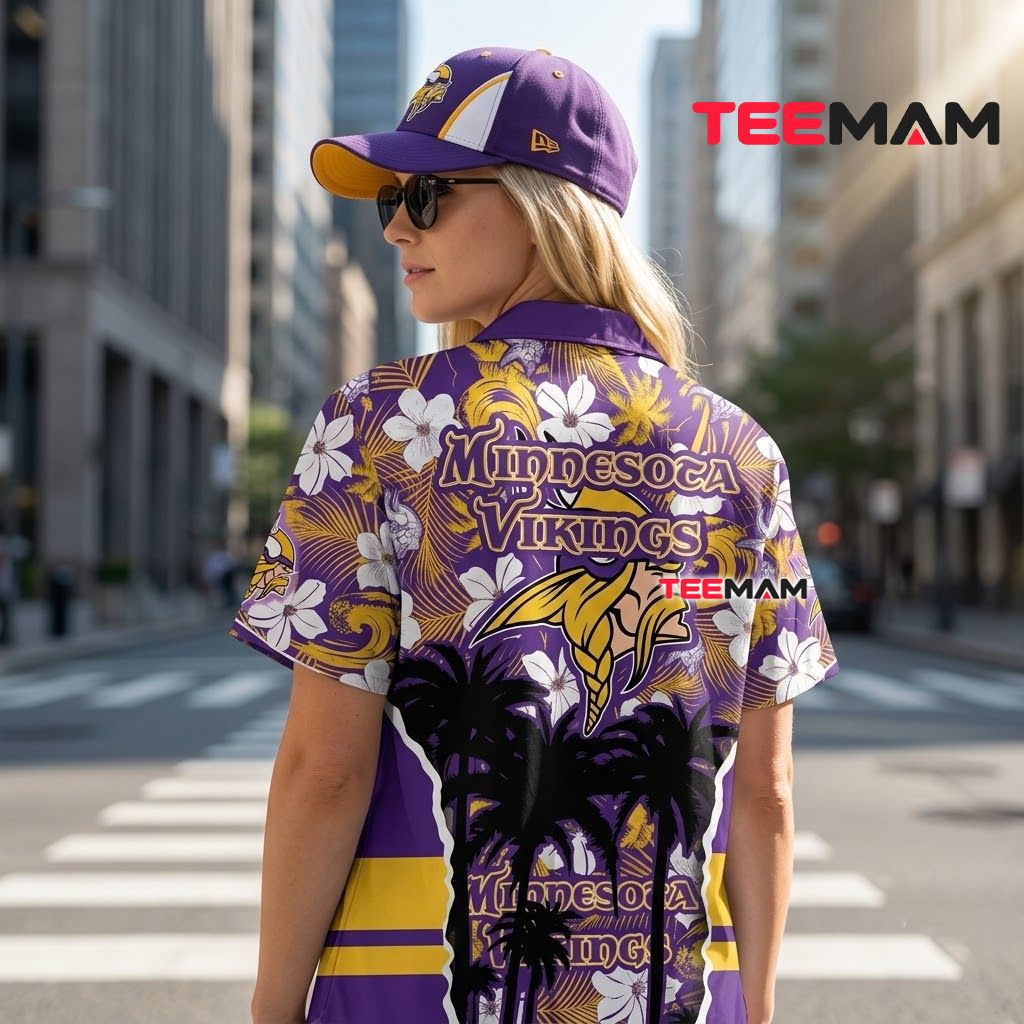 Minnesota Vikings Aloha Shirt Personalized Palm Hibiscus Version 3 Minnesota Vikings Aloha Shirt Personalized Palm Hibiscus Version 3