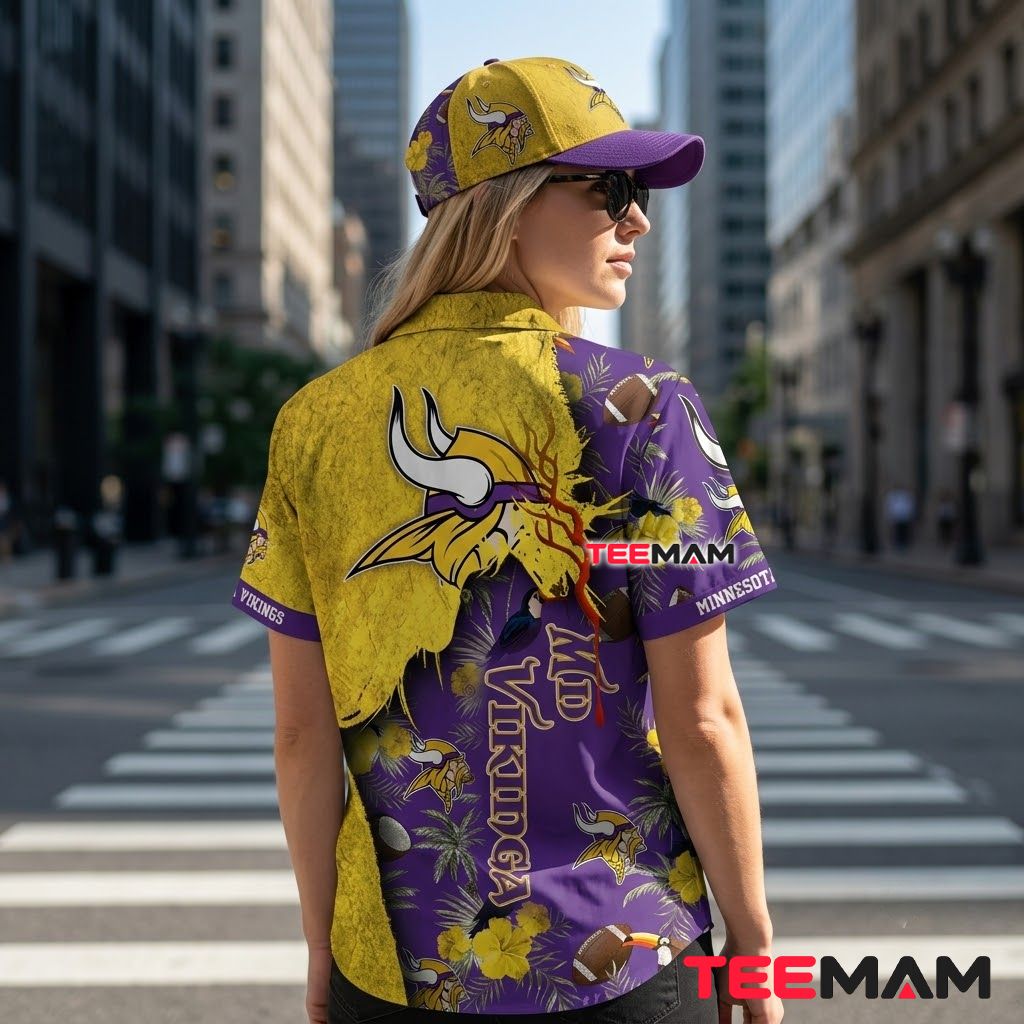 Minnesota Vikings Aloha Shirt Ripped Grunge Version 3 Minnesota Vikings Aloha Shirt Ripped Grunge Version 3