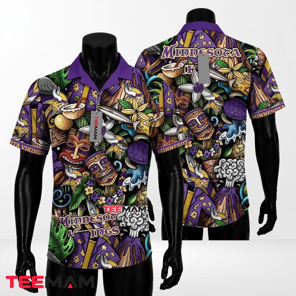 Minnesota Vikings Aloha Shirt Tiki Mask Front