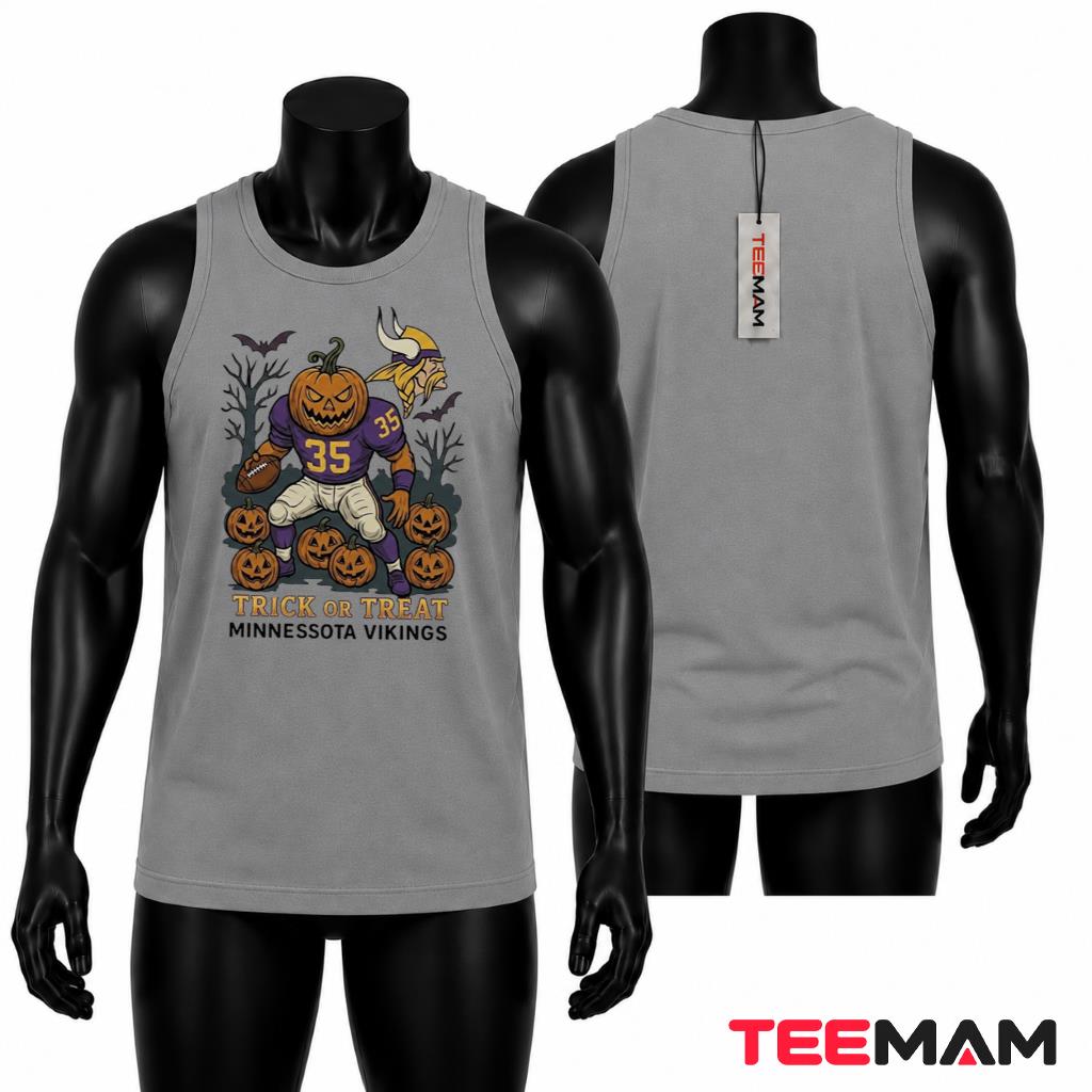 Minnesota Vikings Halloween Tank Top Pumpkin Head Player Minnesota Vikings Halloween Tank Top Pumpkin Head Player