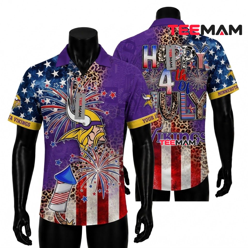 Minnesota Vikings Hawaiian Shirt 4th Of July Front