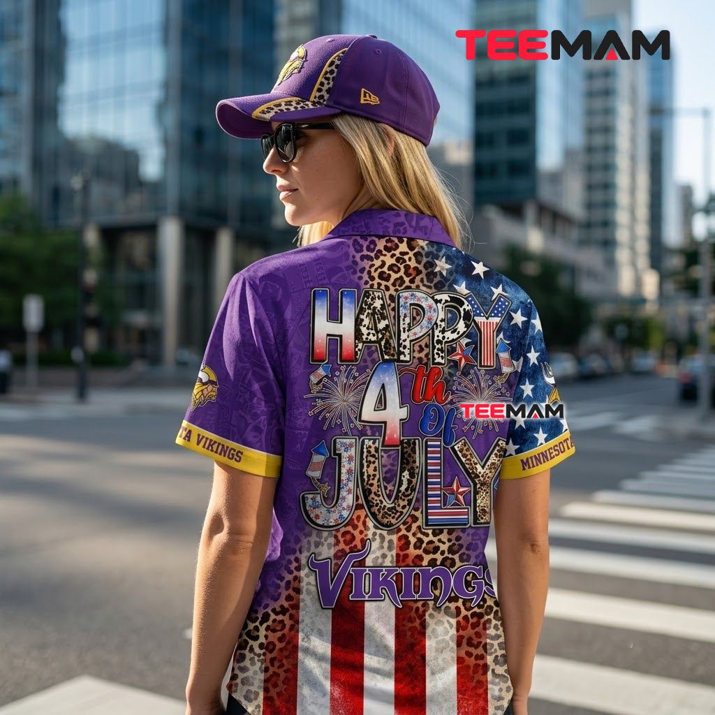 Minnesota Vikings Hawaiian Shirt 4th Of July Version 3 Minnesota Vikings Hawaiian Shirt 4th Of July Version 3