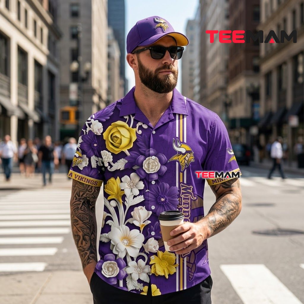 Minnesota Vikings Hawaiian Shirt Bloom Bouquet Back Minnesota Vikings Hawaiian Shirt Bloom Bouquet Back