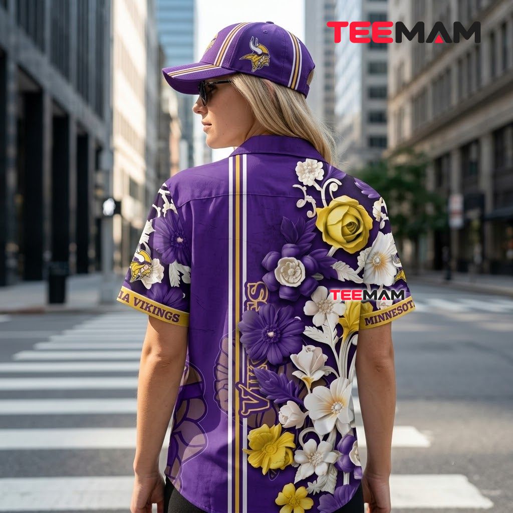 Minnesota Vikings Hawaiian Shirt Bloom Bouquet Version 3 Minnesota Vikings Hawaiian Shirt Bloom Bouquet Version 3