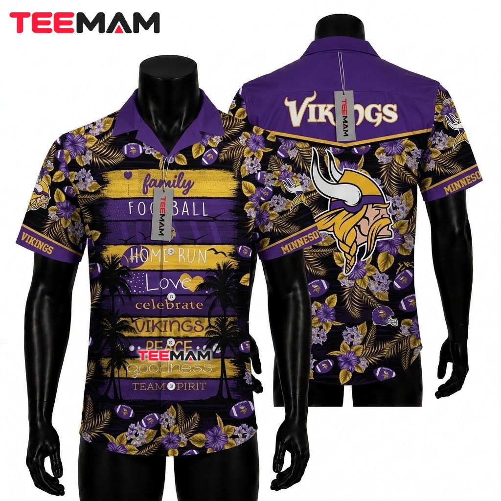 Minnesota Vikings Hawaiian Shirt Football Floral Front