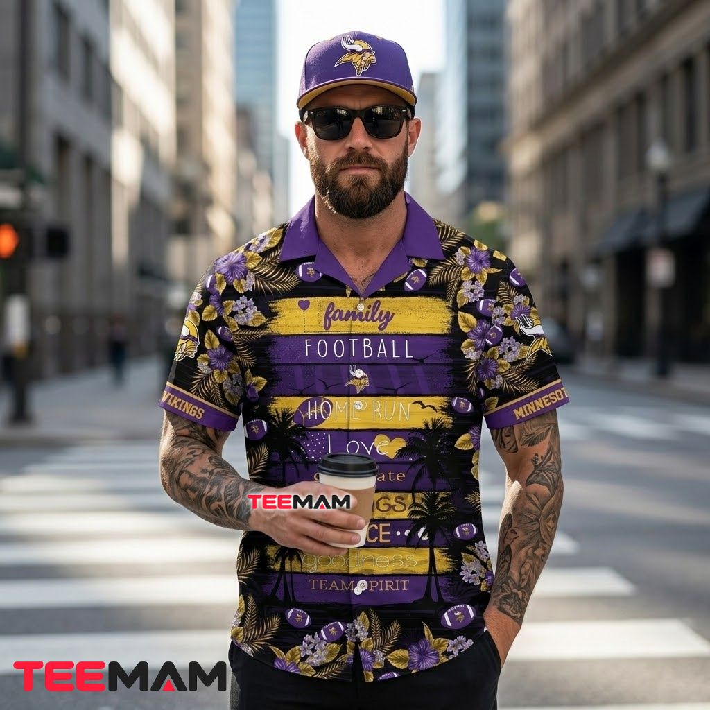 Minnesota Vikings Hawaiian Shirt Football Floral Back Minnesota Vikings Hawaiian Shirt Football Floral Back