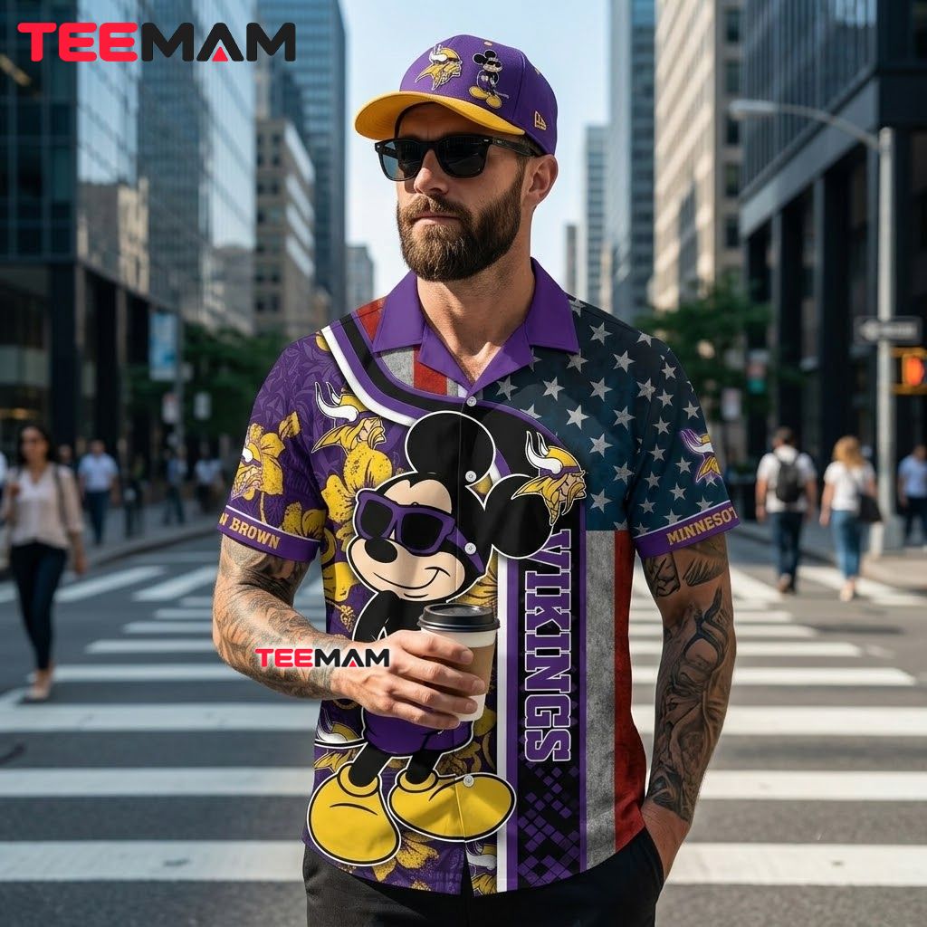 Minnesota Vikings Hawaiian Shirt Mickey Sunglasses Back Minnesota Vikings Hawaiian Shirt Mickey Sunglasses Back