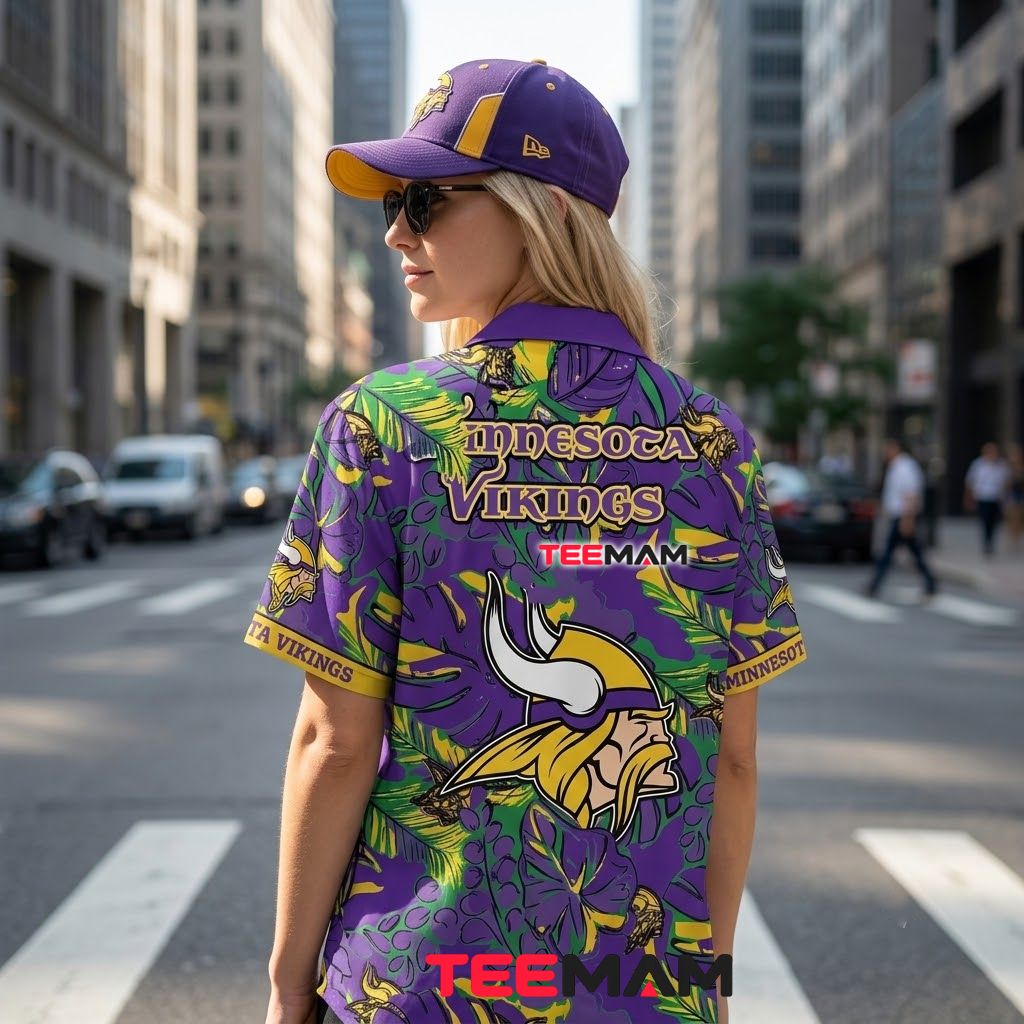 Minnesota Vikings Hawaiian Shirt Monstera Leaf Version 3 Minnesota Vikings Hawaiian Shirt Monstera Leaf Version 3
