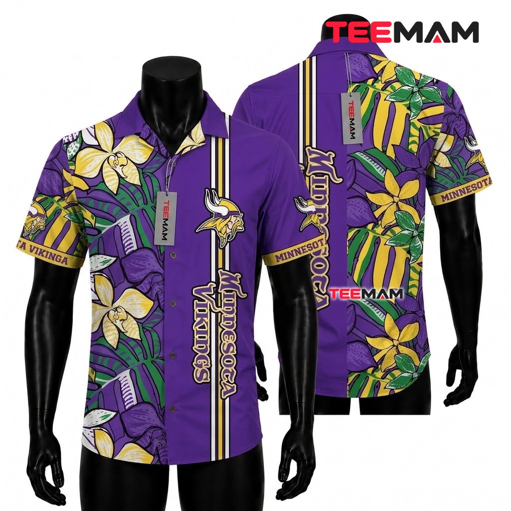 Minnesota Vikings Hawaiian Shirt Monstera Leaf Minnesota Vikings Hawaiian Shirt Monstera Leaf
