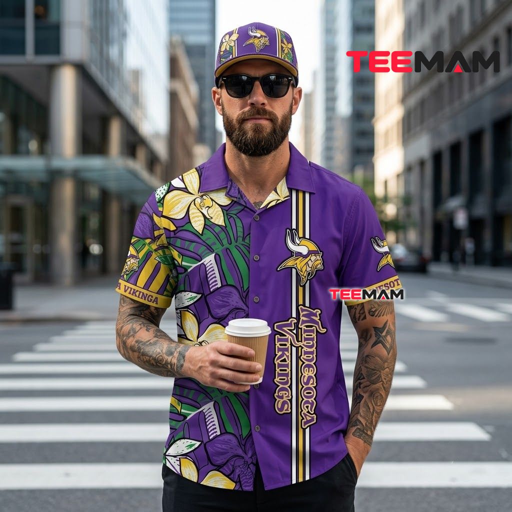 Minnesota Vikings Hawaiian Shirt Orchid Stripe Back Minnesota Vikings Hawaiian Shirt Orchid Stripe Back