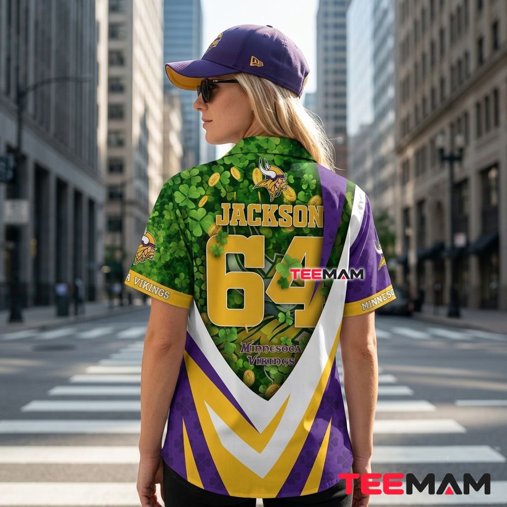 Minnesota Vikings Hawaiian Shirt Personalized Shamrock Gold Version 3 Minnesota Vikings Hawaiian Shirt Personalized Shamrock Gold Version 3
