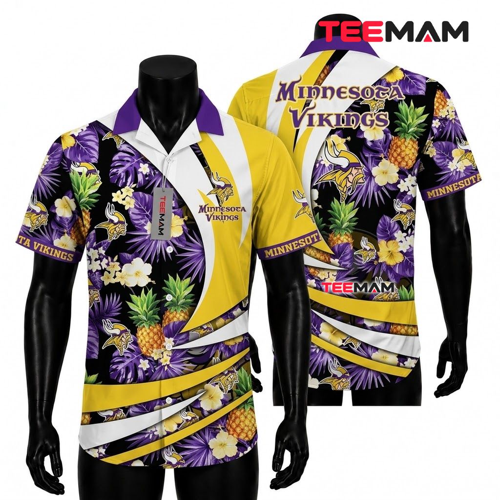 Minnesota Vikings Hawaiian Shirt Pineapple Hibiscus Front