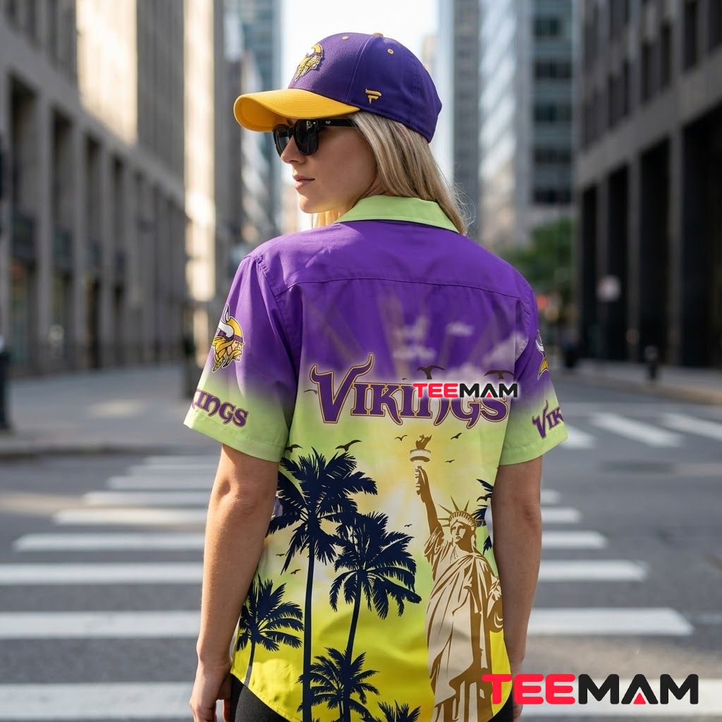 Minnesota Vikings Hawaiian Shirt Statue Of Liberty Version 3 Minnesota Vikings Hawaiian Shirt Statue Of Liberty Version 3