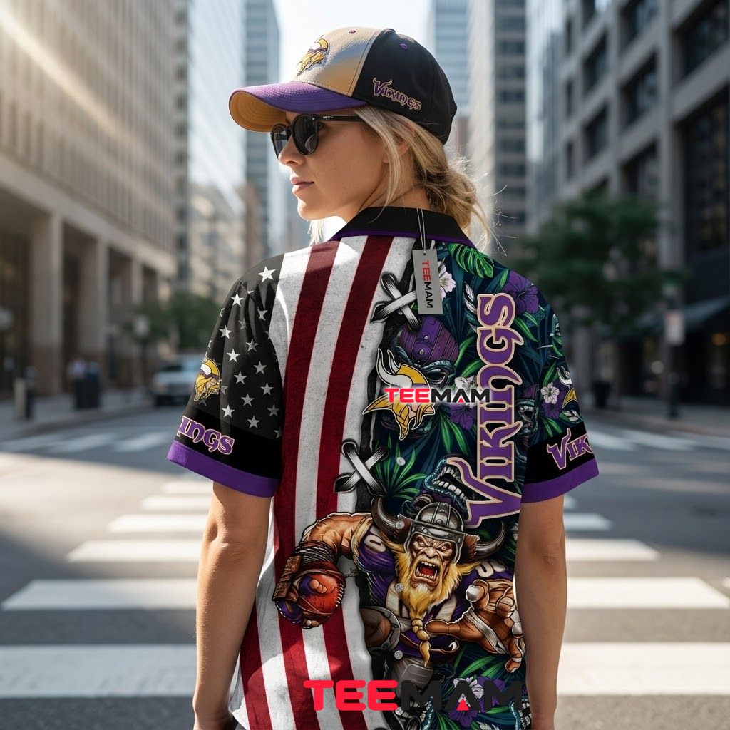 Minnesota Vikings Hawaiian Shirt Warrior Flag Version 3 Minnesota Vikings Hawaiian Shirt Warrior Flag Version 3